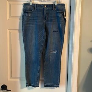 NWT Talbots jeans with raw hem and distressed.